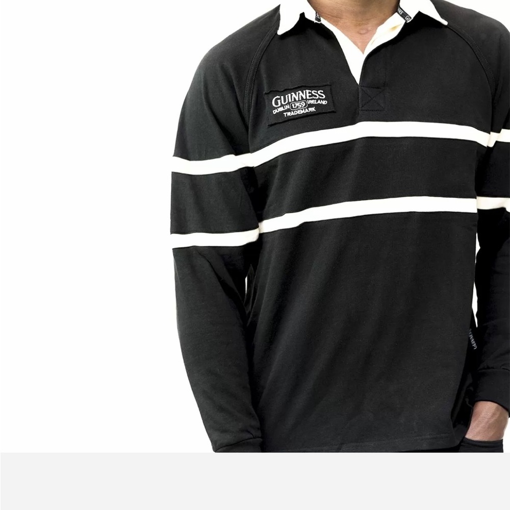 GUINNESS Traditional rugby jersey size medium black/cream shirt